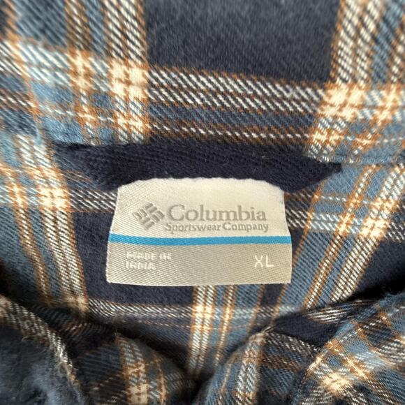 Columbia Shirt Mens XL Blue Brown Plaid Long Sleeve Button Down Outdoors Casual - Picture 3 of 7